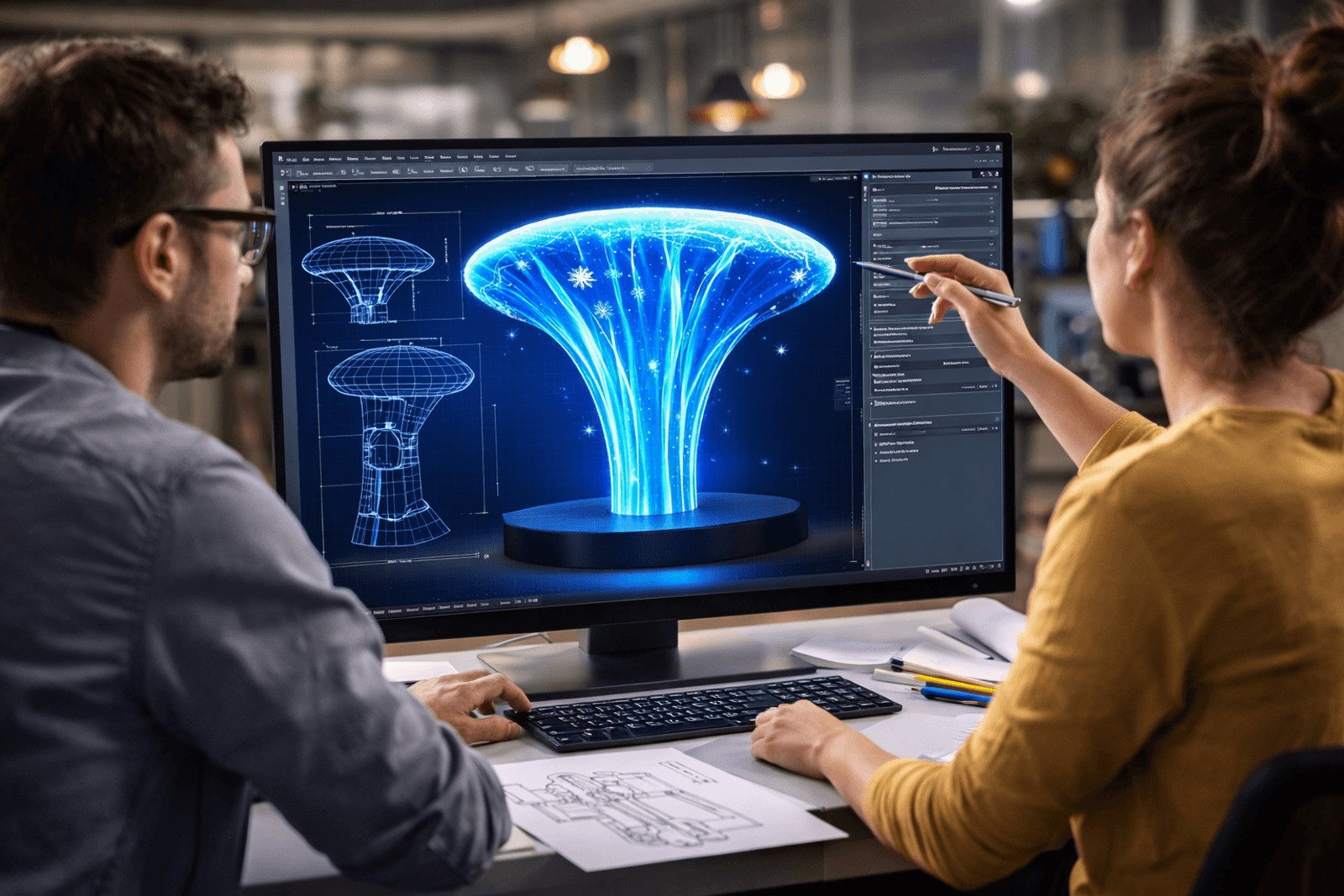 Specialform under udvikling på en designers skærm