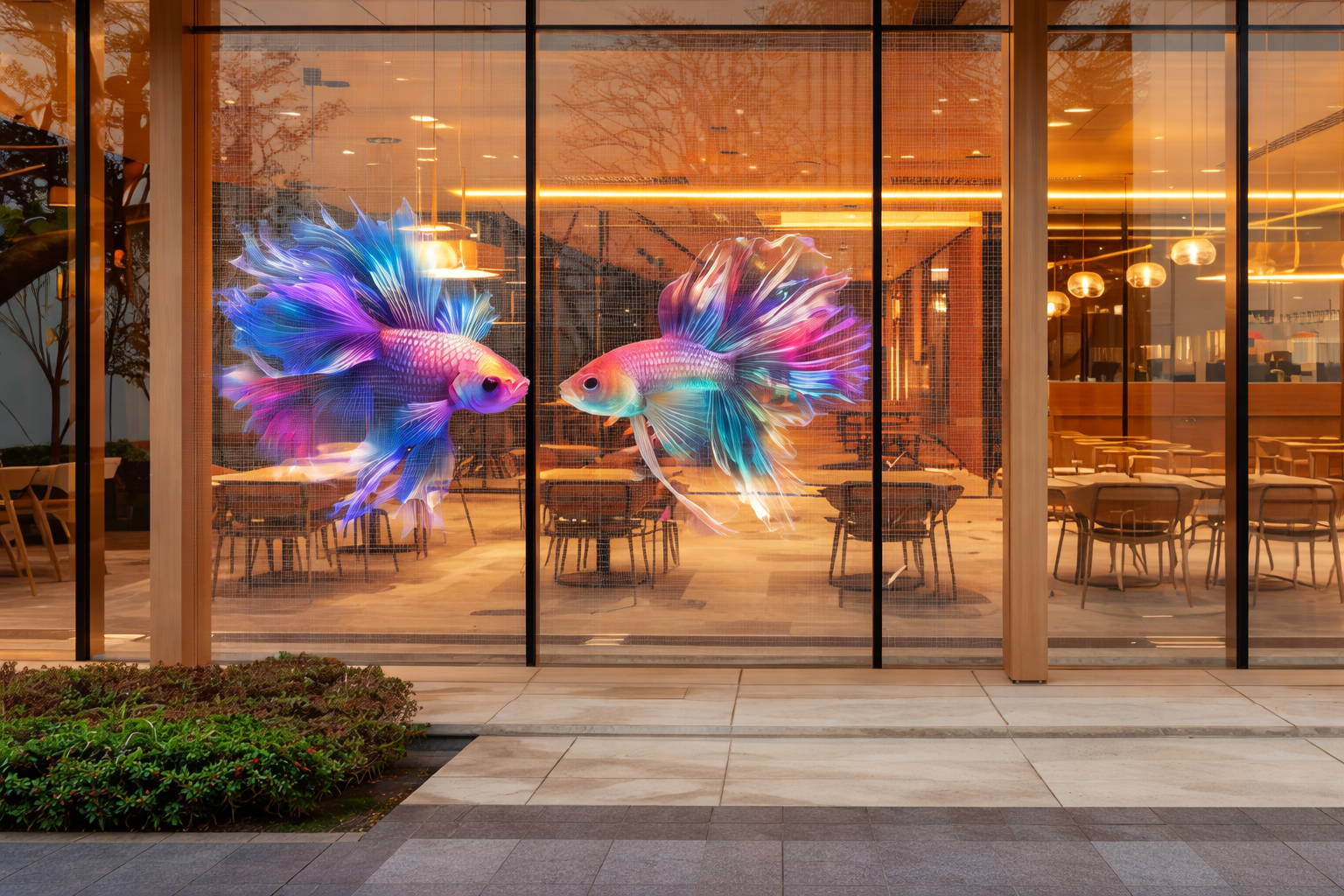 Transparent LED i et glasparti