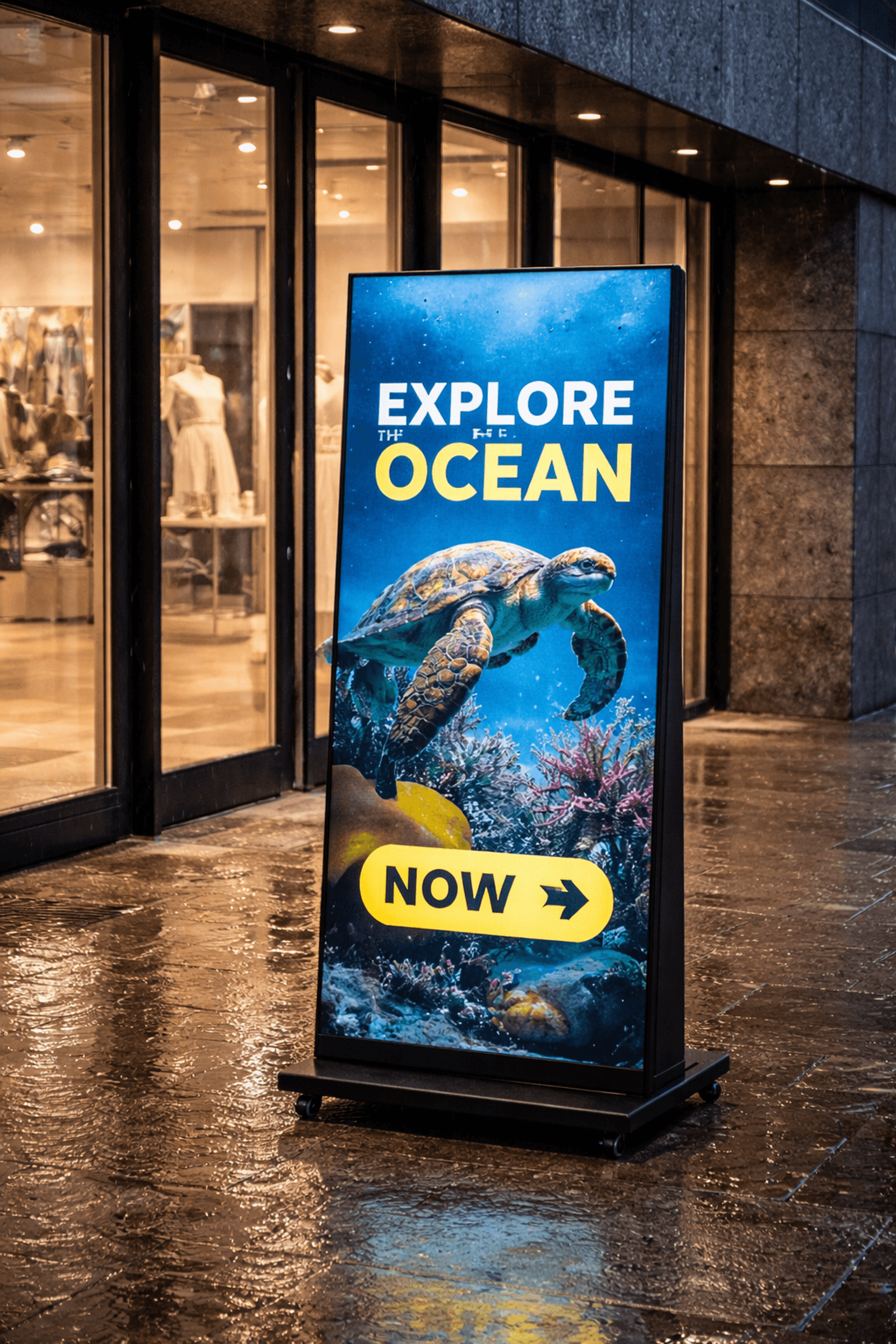 LED Poster foran et butiksvindue